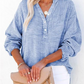 🧥♀️2025 Neue lässige Langarm-Mesh-Bluse mit Knopfverschluss für Damen