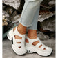 Damen-Sandalen für den Sommer mit geschlossenem Zehenbereich, Klettverschluss und dicker Sohle