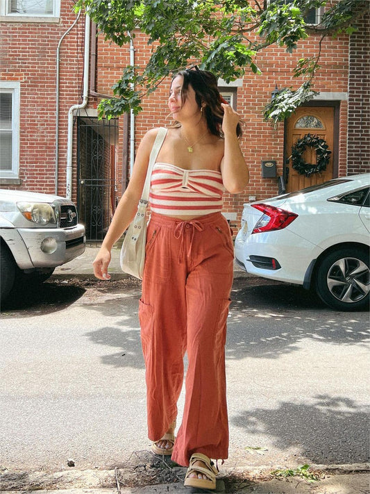 50%Rabatte🔥Cargohose mit weitem Bein aus Leinenmischung 👖Super vielseitige Hose