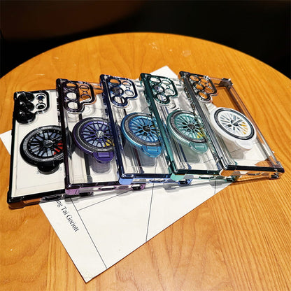 Gyroscope Transparent Phone Case With  Magnetic Bracket for Samsung S22-25
