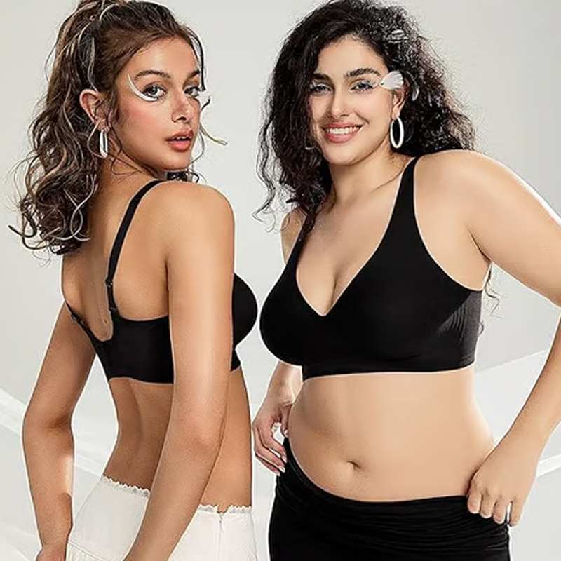 Nahtloser Push-up-BH mit tiefem V-Ausschnitt und ohne Bügel