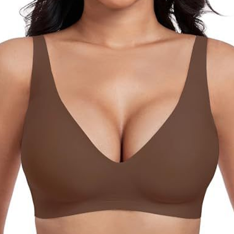 Nahtloser Push-up-BH mit tiefem V-Ausschnitt und ohne Bügel