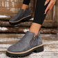 🥾 Promo 50 % – Damenschuhe trendig und komfortabel, runde Spitze mit Zip 🌟👢