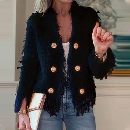 💗LETZTER TAG AKTION - 50% RABATT💗Herbstliche Eleganz: Damen Kurzjacke mit Quasten und Zierknöpfen für alle Anlässe 🍂