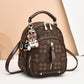 🧼🎒Stylischer Mini-Rucksack mit Rautenmuster und Bärenanhänger