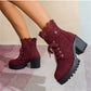 ❄️👠Damen-Stiefeletten mit dickem Absatz und Spitze