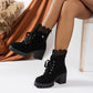 ❄️👠Damen-Stiefeletten mit dickem Absatz und Spitze