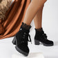 ❄️👠Damen-Stiefeletten mit dickem Absatz und Spitze
