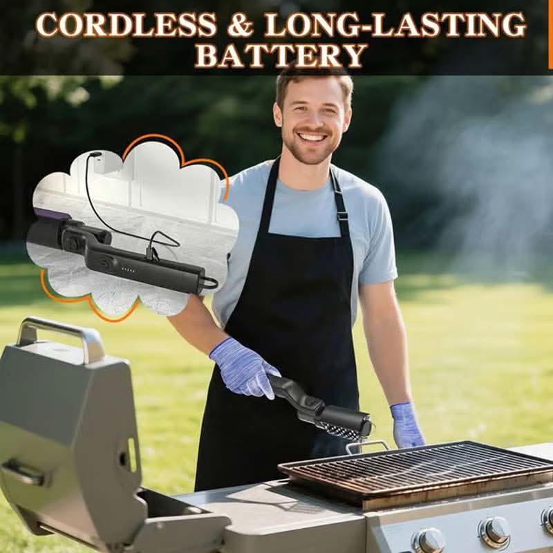 🔥JETZT 60% RABATT! 🍖 Kabelloser elektrischer Grillbürstenreiniger – Tiefenreinigung, langer Griff &  Wiederaufladbar 🔋