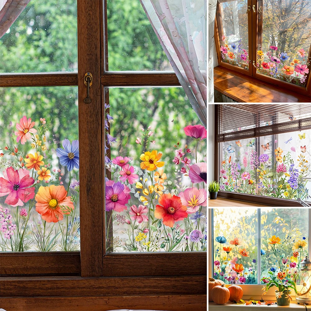 💐Bunter Fensteraufkleber mit Blumenstrauß🖼️