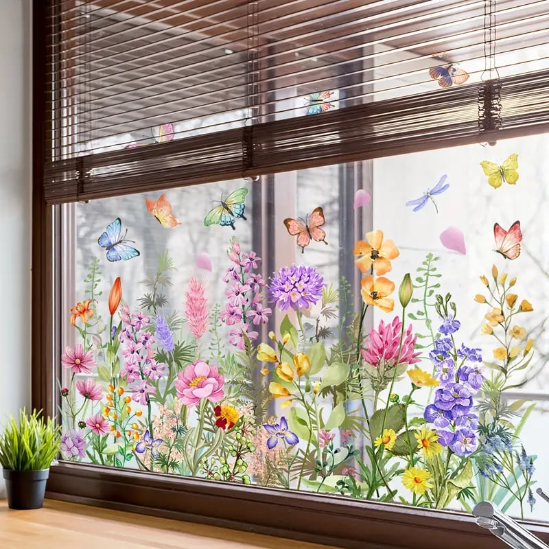 💐Bunter Fensteraufkleber mit Blumenstrauß🖼️