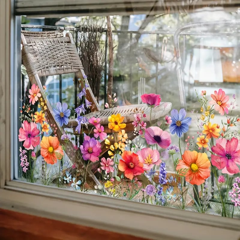 💐Bunter Fensteraufkleber mit Blumenstrauß🖼️