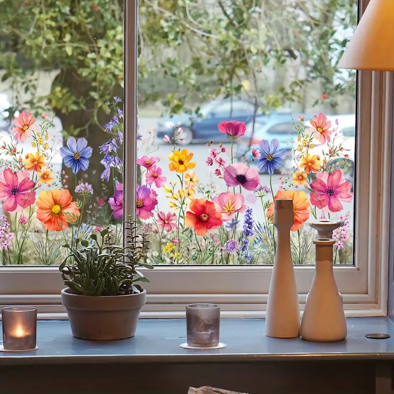 💐Bunter Fensteraufkleber mit Blumenstrauß🖼️