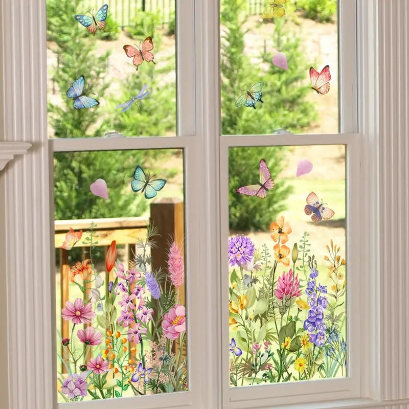 💐Bunter Fensteraufkleber mit Blumenstrauß🖼️
