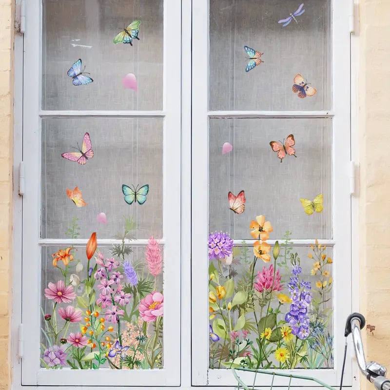 💐Bunter Fensteraufkleber mit Blumenstrauß🖼️