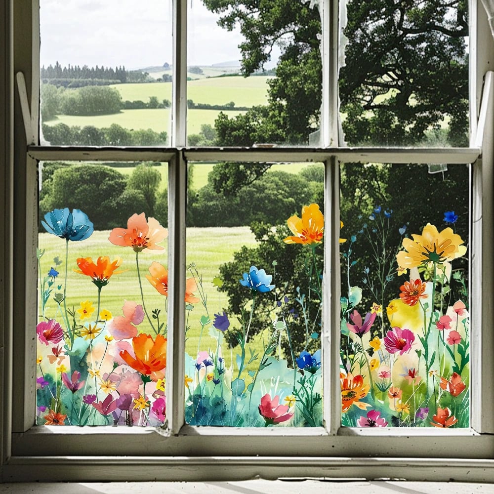 💐Bunter Fensteraufkleber mit Blumenstrauß🖼️