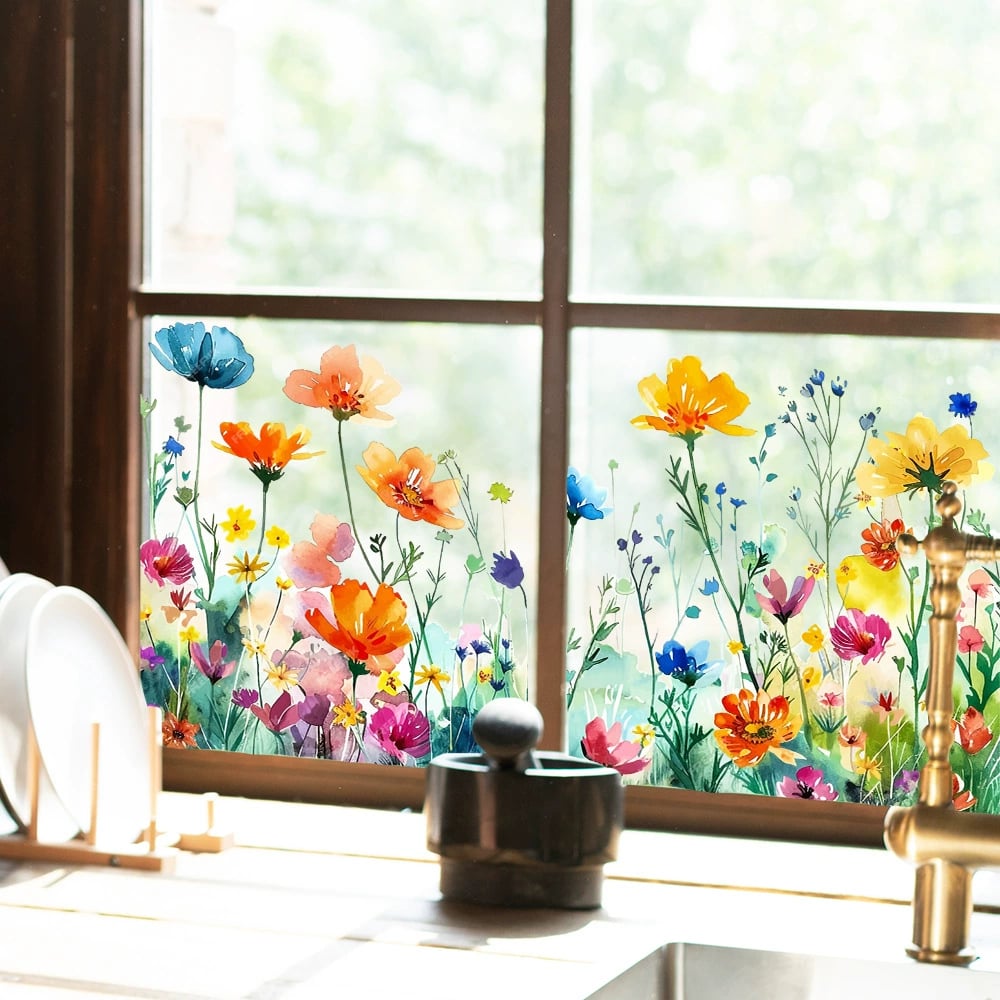 💐Bunter Fensteraufkleber mit Blumenstrauß🖼️