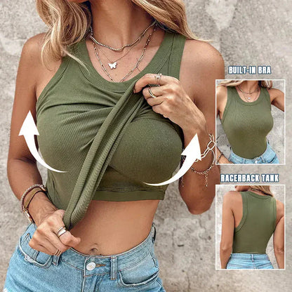 💖2026 HOT SALE 60% Off💕💖Ribbed Stretchy Tank Top with Shelf Bra