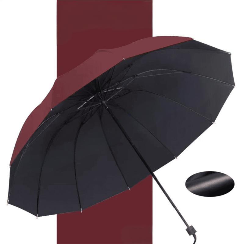 Großer, faltbarer, winddichter Regenschirm mit 12 Rippen