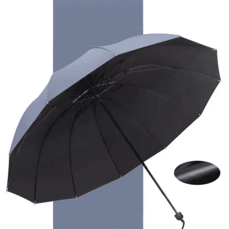 Großer, faltbarer, winddichter Regenschirm mit 12 Rippen
