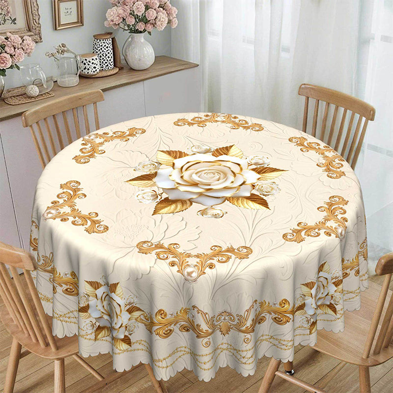Wasserfeste goldene Rosen-Tischdecke