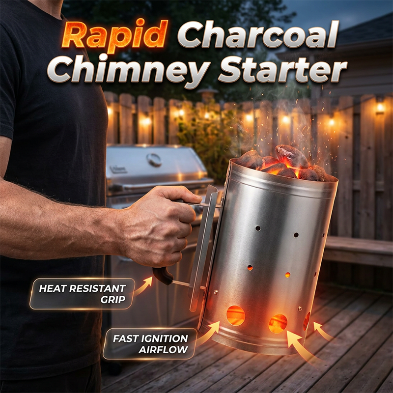Robuster Grill-Holzkohlestarter aus Stahl