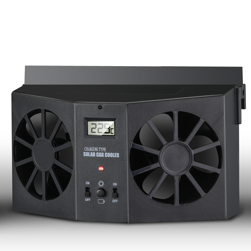 ⏳Zeitlich begrenztes Sonderangebot⏰Solarbetriebener Autoabgasventilator – Doppelturbo-Belüftung &  Temperaturanzeige☀️