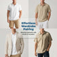 Men's Linen Casual Breathable Short Sleeve Collared Shirt