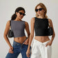 High Neck Slim Fit Crop Tank Shirt Y2k Tops