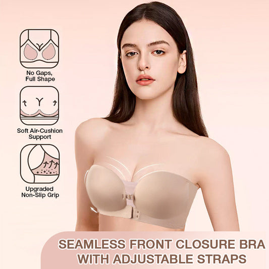 Seamless Front Closure Bra With Adjustable Straps