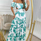 Off-the-shoulder Printed Cutout Lace-up Dress