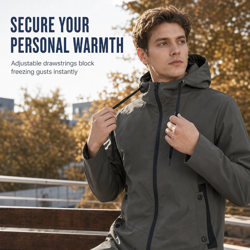🌬️ Wind Protection, Clean Everyday Fit | Men's Hooded Windbreaker Coat