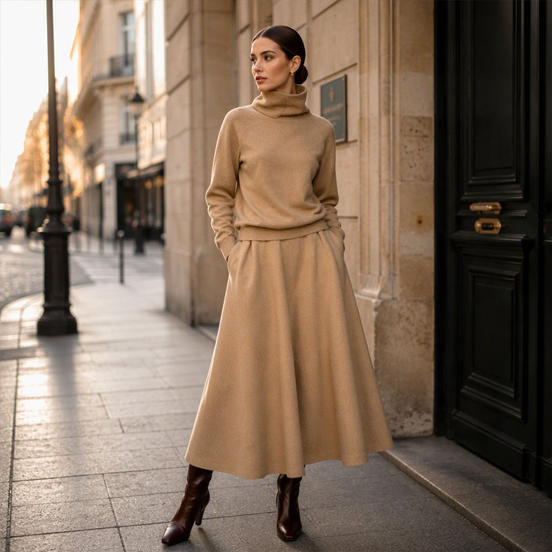 Turtleneck & Maxi — Women’s Top & Skirt Set 🧣👗