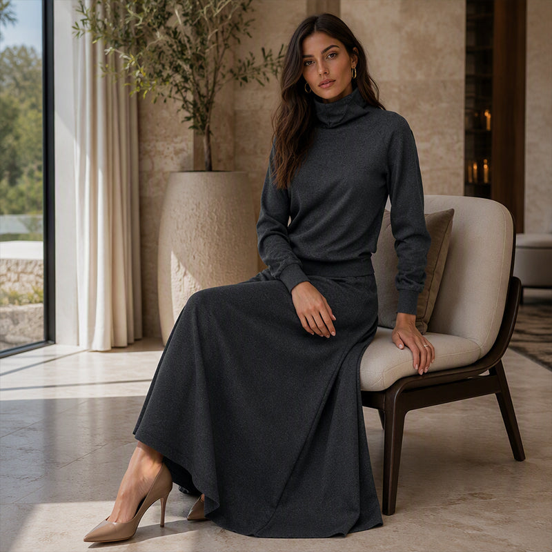 Turtleneck & Maxi — Women’s Top & Skirt Set 🧣👗