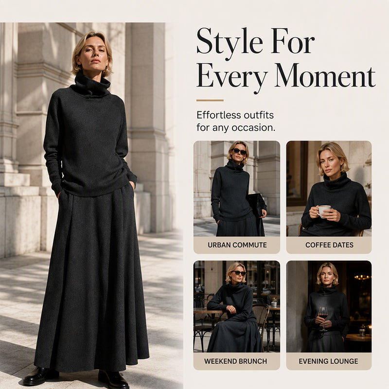Turtleneck & Maxi — Women’s Top & Skirt Set 🧣👗
