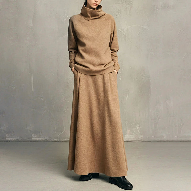 Turtleneck & Maxi — Women’s Top & Skirt Set 🧣👗