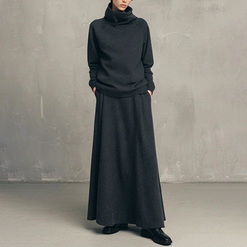 Turtleneck & Maxi — Women’s Top & Skirt Set 🧣👗