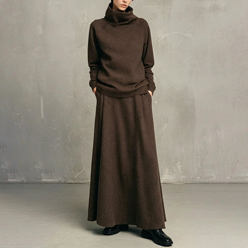 Turtleneck & Maxi — Women’s Top & Skirt Set 🧣👗