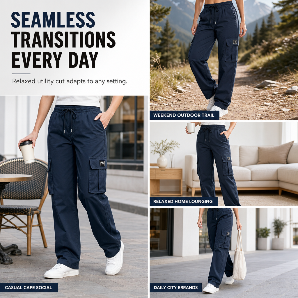 👖 ONLY £15.99! ✨ Women’s Relaxed Fit Straight-Leg Cargo Trousers — Comfy Everyday Style with Utility Pockets