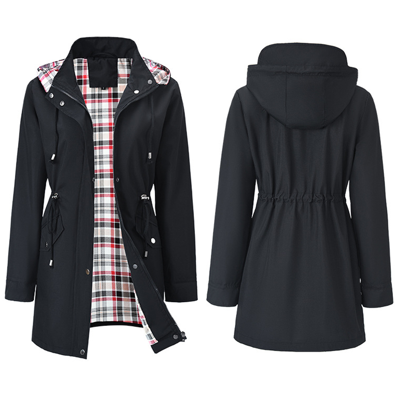 Women Waterproof Long Hooded Trench Coats